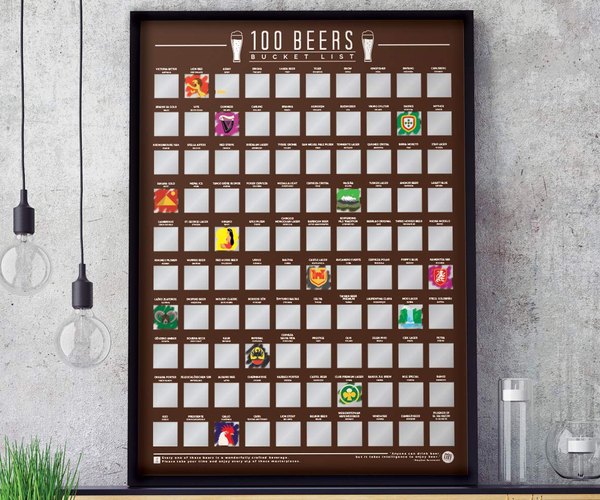 100 Beers Bucket List Scratch-Off Poster