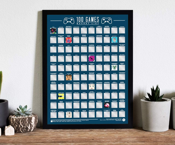 100 Video Games Bucket List Scratch Poster