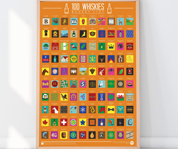 100 Whiskies Bucket List Scratch Off Poster