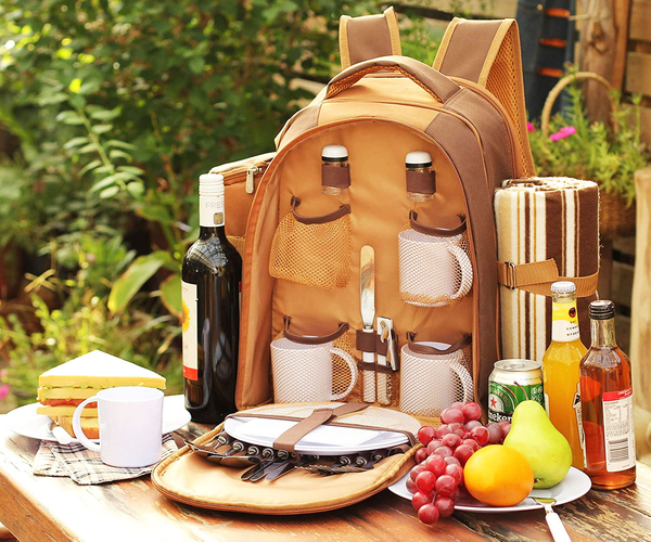 4-Person Picnic Backpack With Cooler