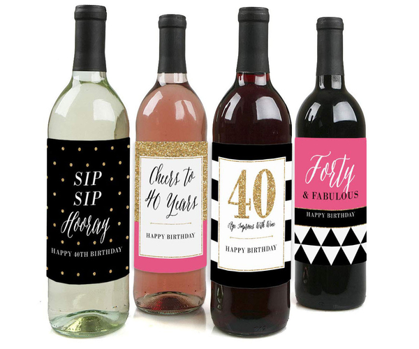 40th Birthday Wine Bottle Labels