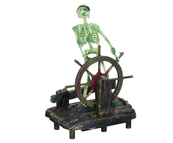 Aerating Skeleton Captain Fish Tank Ornament