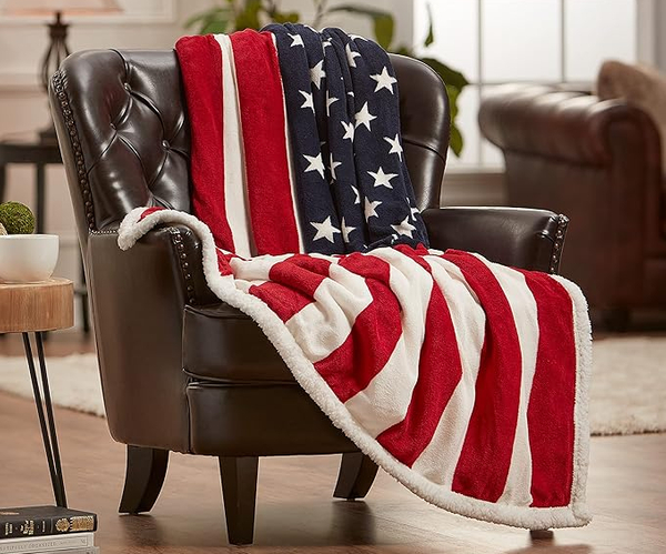 American Flag Sherpa Throw