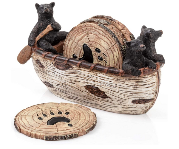 Bears in a Canoe Coaster Set