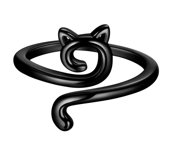 Black Cat Swirl Ring