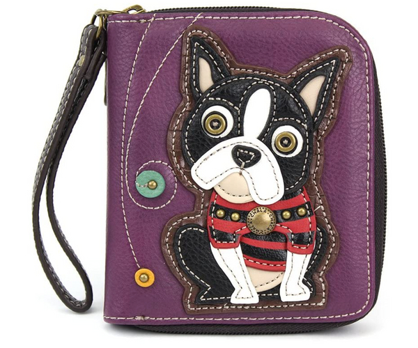 Boston Terrier Zip Around Wallet
