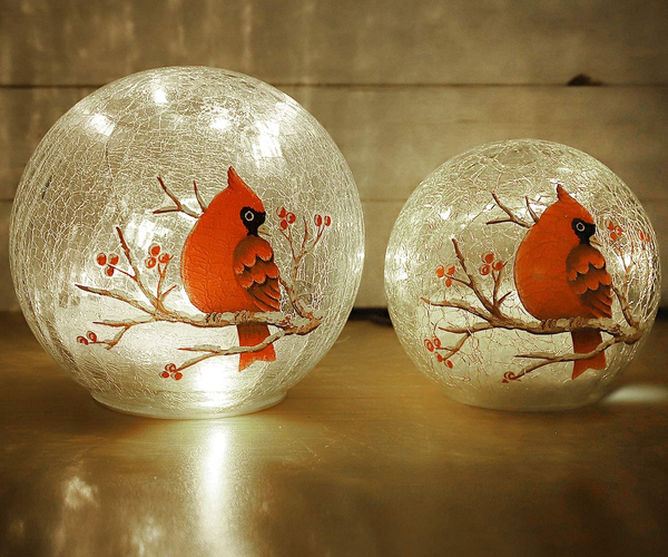 Cardinal Crackle Glass Ball Lamps