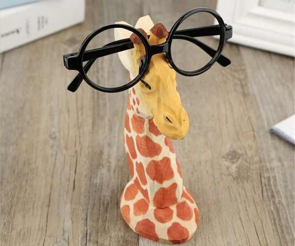 Carved Wood Giraffe Eyeglasses Holder