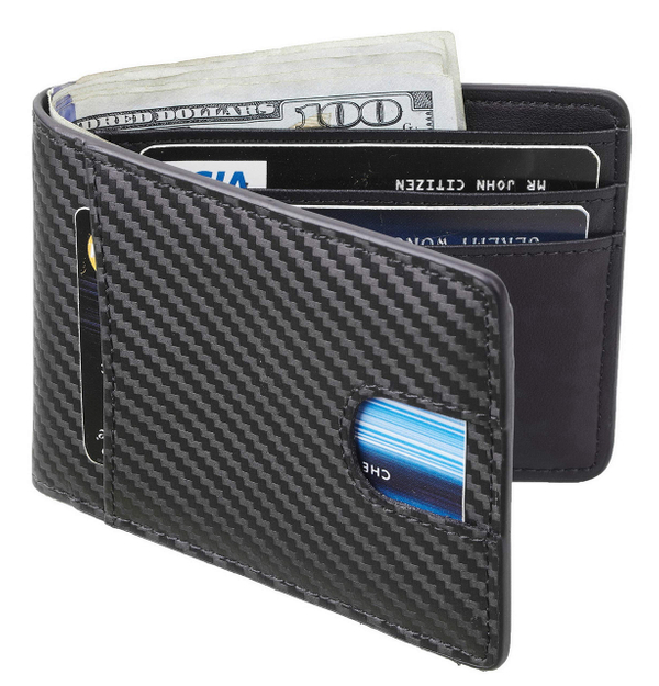 Casmonal Slim Carbon Fiber Leather Wallet