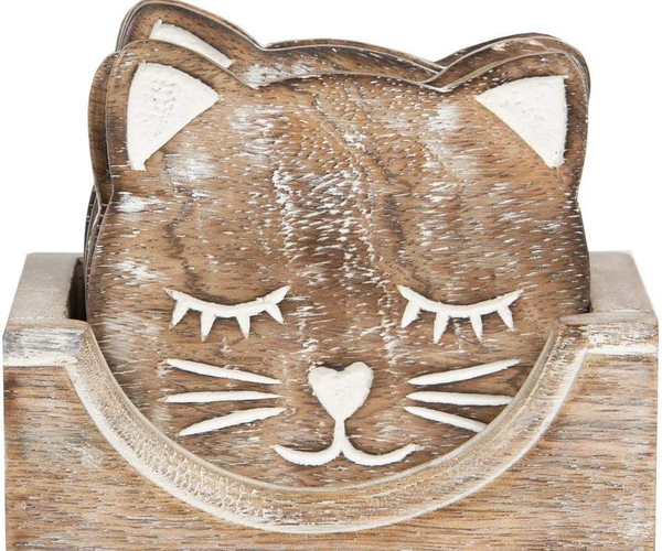 Cat Shaped Wooden Coasters