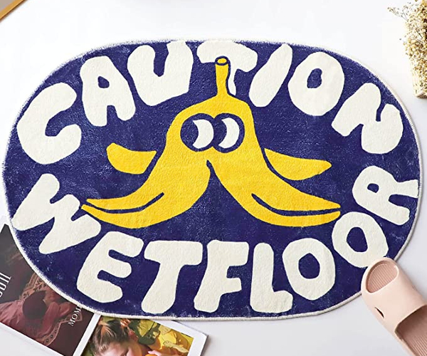 Caution Wet Floor Banana Rug