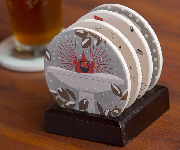 Charley Harper Cardinals Stone Coaster Set