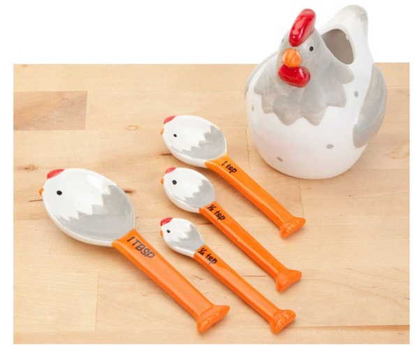 Chicken Measuring Spoons and Holder