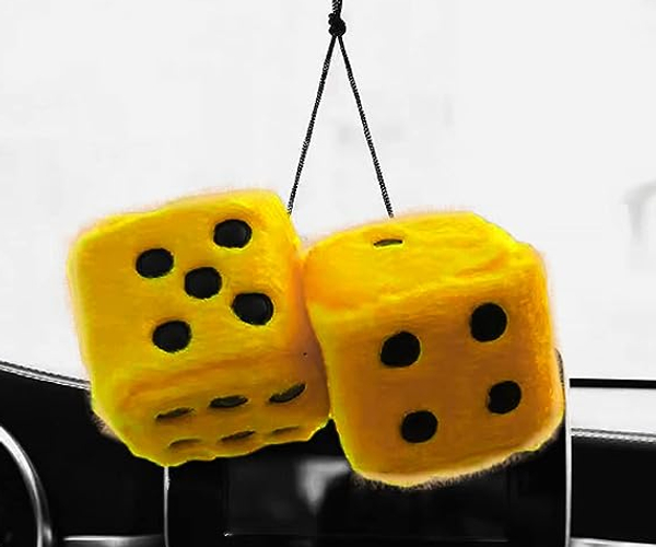 Classic Fuzzy Dice Rear View Mirror Hanger