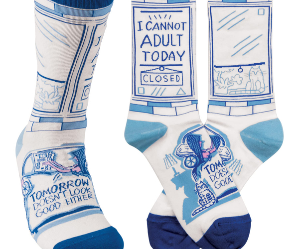 Closed I Cannot Adult Today Funny Socks