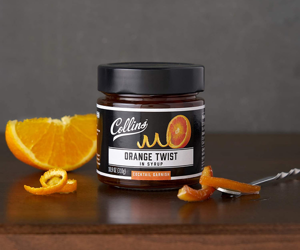 Collins Orange Twist in Syrup Garnish