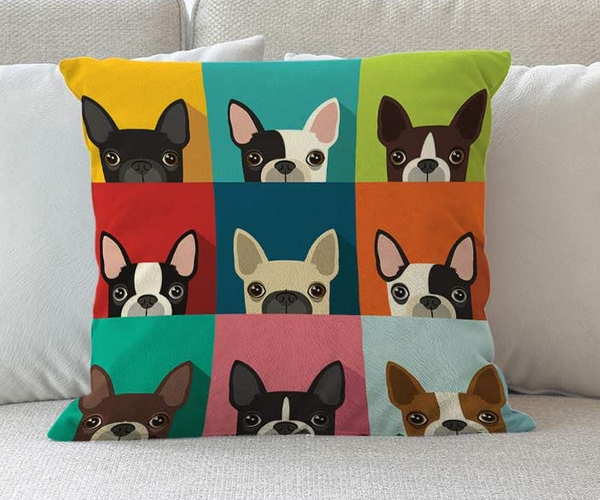 Colorblock Boston Terrier Pillow