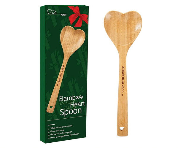 Cook With Love Heart Shaped Bamboo Spoon