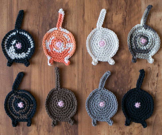 Crochet Cat Butt Coasters