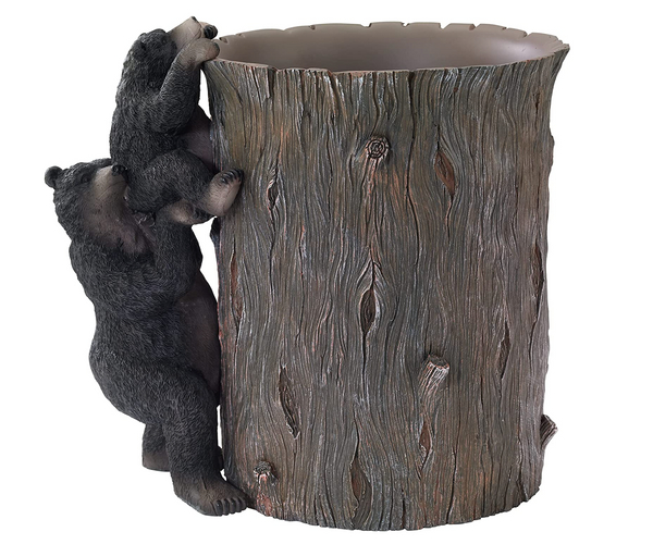 Curious Black Bear Waste Basket