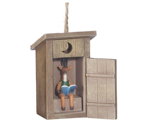 Deer in the Outhouse Funny Christmas Ornament