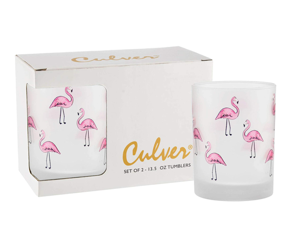 Double Old Fashioned Flamingo Glasses