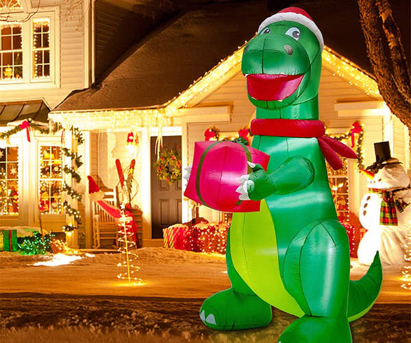 Eight Foot Tall Santasaurus Rex Inflatable