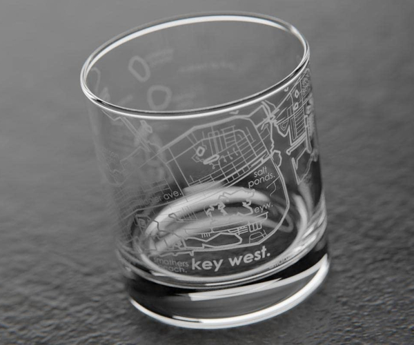 Engraved Florida City Rocks Glass
