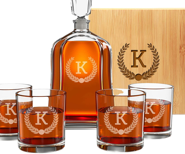 Engraved Whiskey Decanter Set