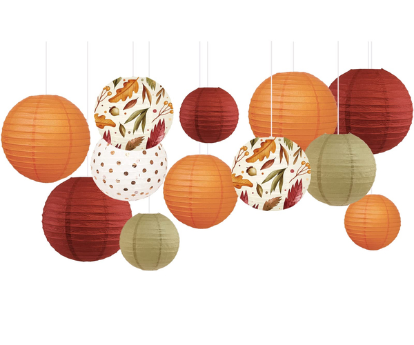 Fall Pattern Hanging Lantern Set