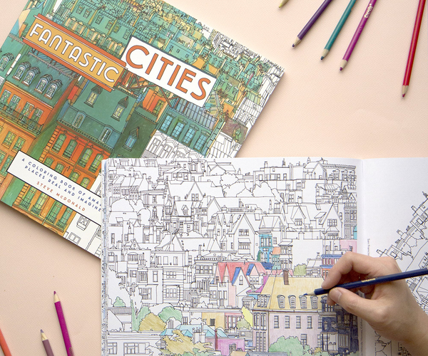 Fantastic Cities Adult Coloring Book