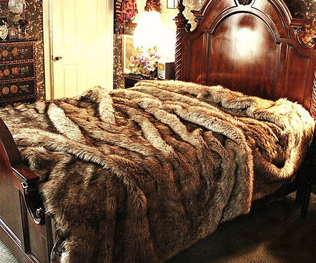 Faux Wolf Fur Bedspread