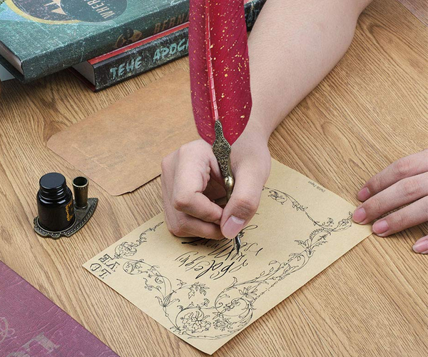 Feather Calligraphy Pen and Ink Set