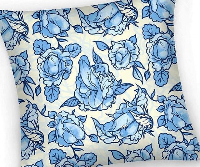 Floral Penis Pattern Throw Pillow