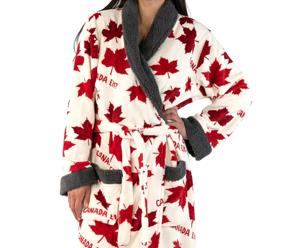 Fluffy Canada Maple Leaf Robe