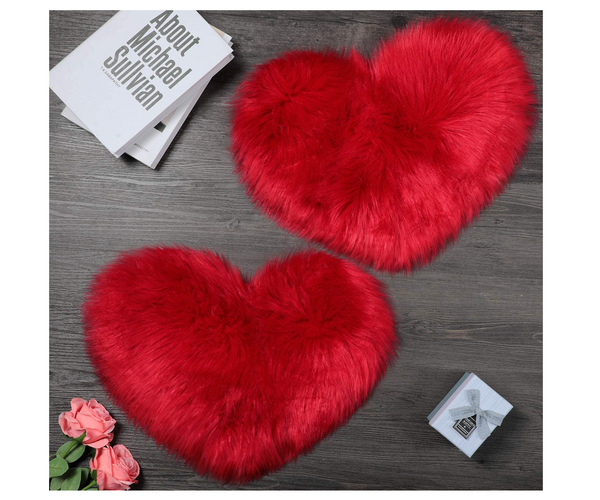 Fluffy Heart Rug Set