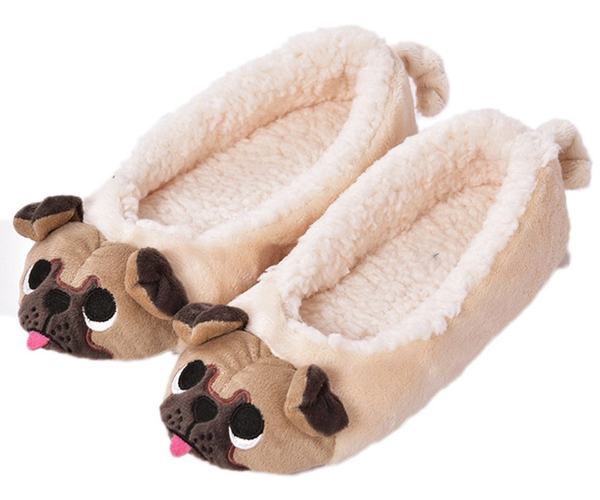 Fluffy Pug Slippers