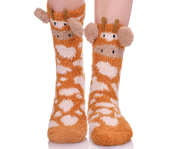 Fuzzy Giraffe Sleep Socks