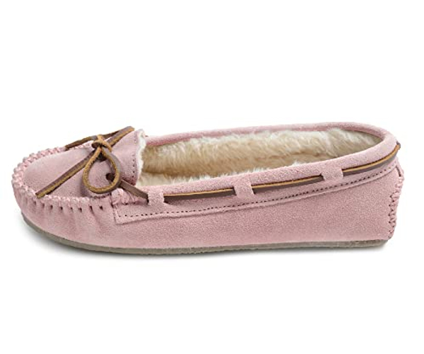 Fuzzy Pink Moccasin Slippers