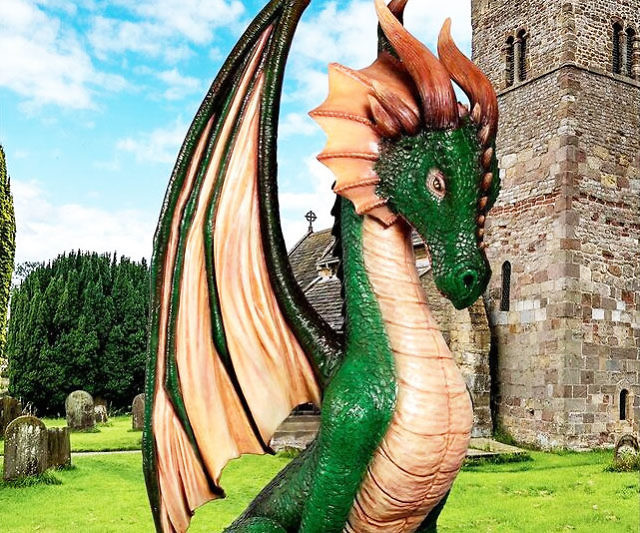 Giant Green Dragon Statue