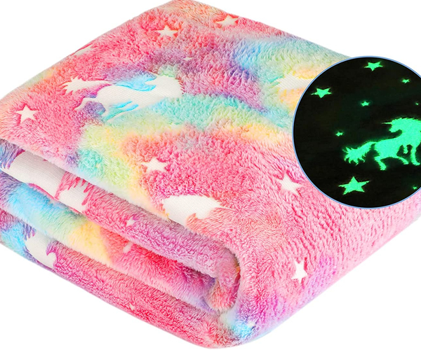Glow in the Dark Rainbow Unicorn Blanket