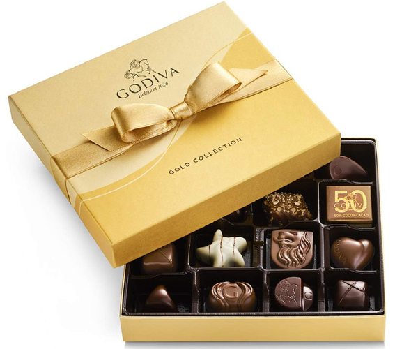 Gold Ballotin of Godiva Chocolate