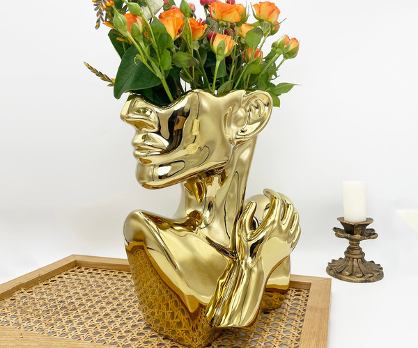 Gold Face Bust Vase