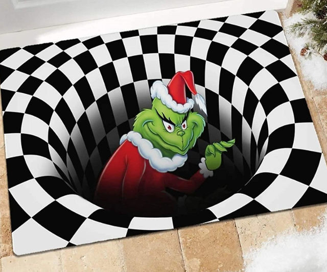 Grinch Optical Illusion Doormat