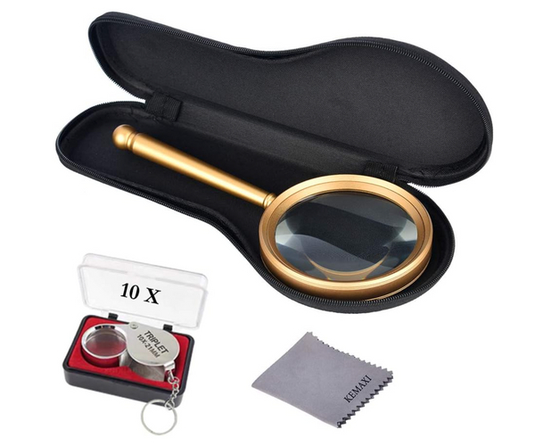 Handheld Magnifying Glass in Case