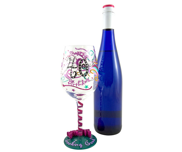 Handpainted 40th Birthday Wine Glass