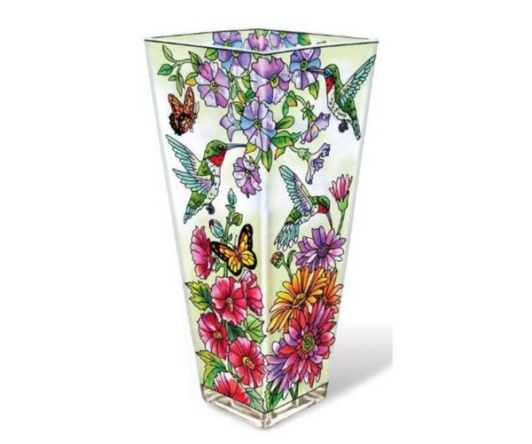 Handpainted Hummingbird Vase