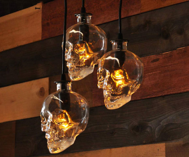 Hanging Glass Skull Ceiling Light