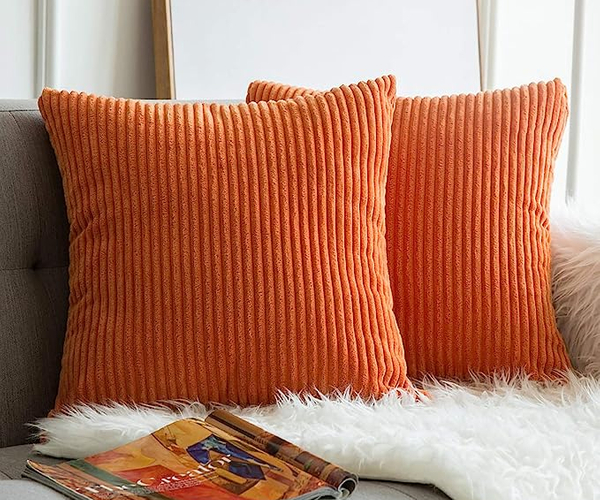 Harvest Orange Chenille Pillows