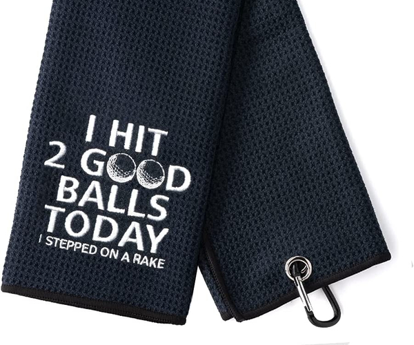 Hit Two Good Balls Stepped on a Rake Funny Golf Towel